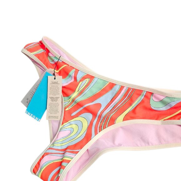 ONEONE Pyschedelic Swirl Bikini Bottoms, Cheeky, Resortwear, Vacation, Size L - Picture 2 of 5